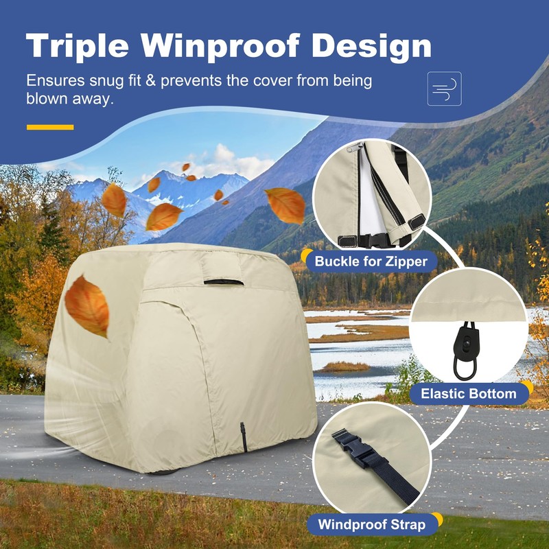 Explore Land 600D Waterproof Golf Cart Cover Fits for Most