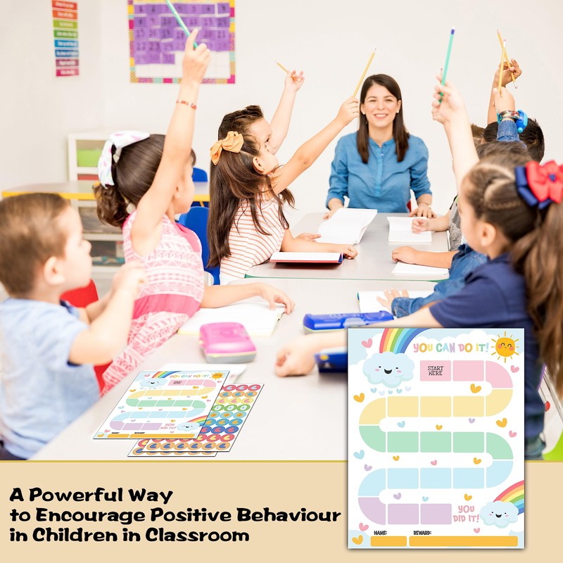 20 Rainbow Reward Chart with 432 Round Stickers, Incentive Behavior