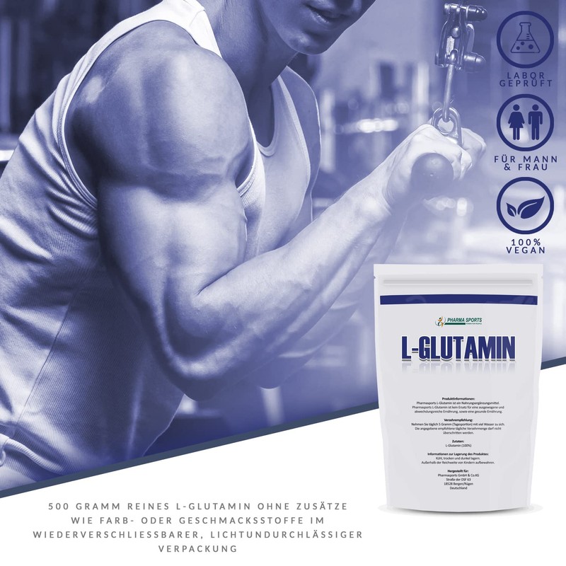 L-Glutamine Microfine Vegan Powder 100% Pure 500 g, High Quality,