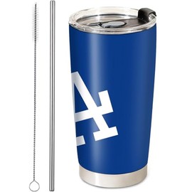 Ximerto Baseball Insulated Coffee Tumbler, 20oz Stainless Steel Vacuum Travel Tumbler Cup with Lid and Straw, Coffee Cup Mugs for Los Angeles D Cold or Hot Drinks