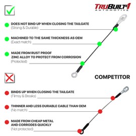 Tailgate Support Cables Set of Two Replacements for 1988-1998 Chevy Silverado, Also Fits GMC Sierra, Heavy Duty OEM Style Liftgate Cable Replacements, 14 1/4" Long, T1A 15673251