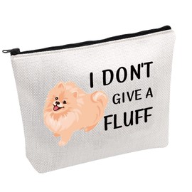 Pomeranian Dog Zipper Pouch Bag I Don’t Give A Fluff Cosmetic Bag Pomeranian Lover Gifts (I Don't GIVE A Fluff -B)