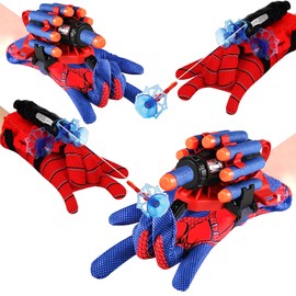 MOTUWE 4 Pack Spider Web Shooters Hero Launcher Wrist Toy Set, Cosplay Gloves with Wrist Toy Funny Decorate Kids Educational Toy Set for Kids Age 4-8