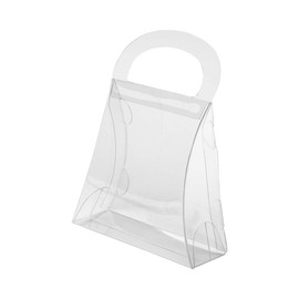 Sweet Vision 4 x 1.5 x 5.5 Inch Wedding Favor Boxes, 100 Purse Design Transparent Candy Boxes - Built-In Handle, For Weddings, Baby Showers, And Birthday Parties, Clear Plastic Party Favor Container