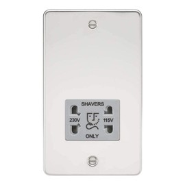 Knightsbridge Flat Plate FP8900 Shaver Socket, Polished Chrome