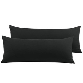 PiccoCasa 2 Packs Body Pillow Cover, Soft 100% Brushed Microfiber Body Pillow Pillowcase, Body Pillow Cases with Zipper Closure for Long Pillows Black 50 x 120cm/ 4ft.
