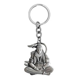 S,S Store Meditating Lord Bajrangbali | Lord Hanuman | Pavanputra | Metal Keychains/Keyring For Men,Women, Car and Bikes and home(Multi Color) Pack of 1, Silver, Medium