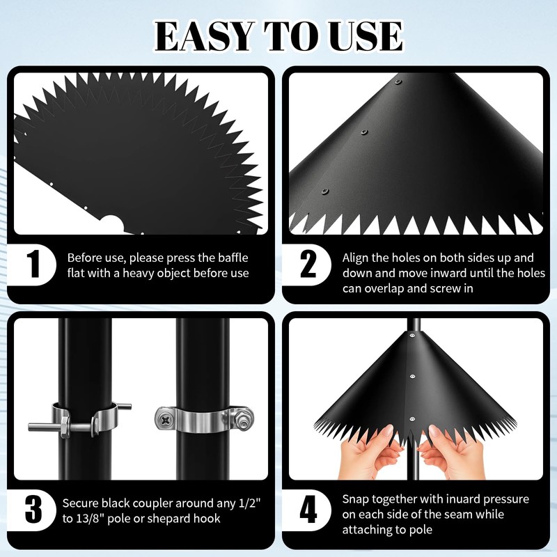 Squirrel Baffle for Bird Feeders, Wrap Around Squirrel Deterrent for