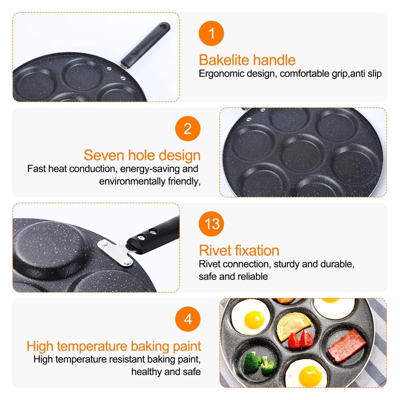 Kytree 7 Holes Egg Frying Pan Skillet, 12" Nonstick Egg