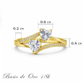 VENUS Anillos Compromiso Promesa Baño Oro 18k Ajustables, Mujer, Pareja, Regalo, Dorado (Anillo-Almas Gemelas)
