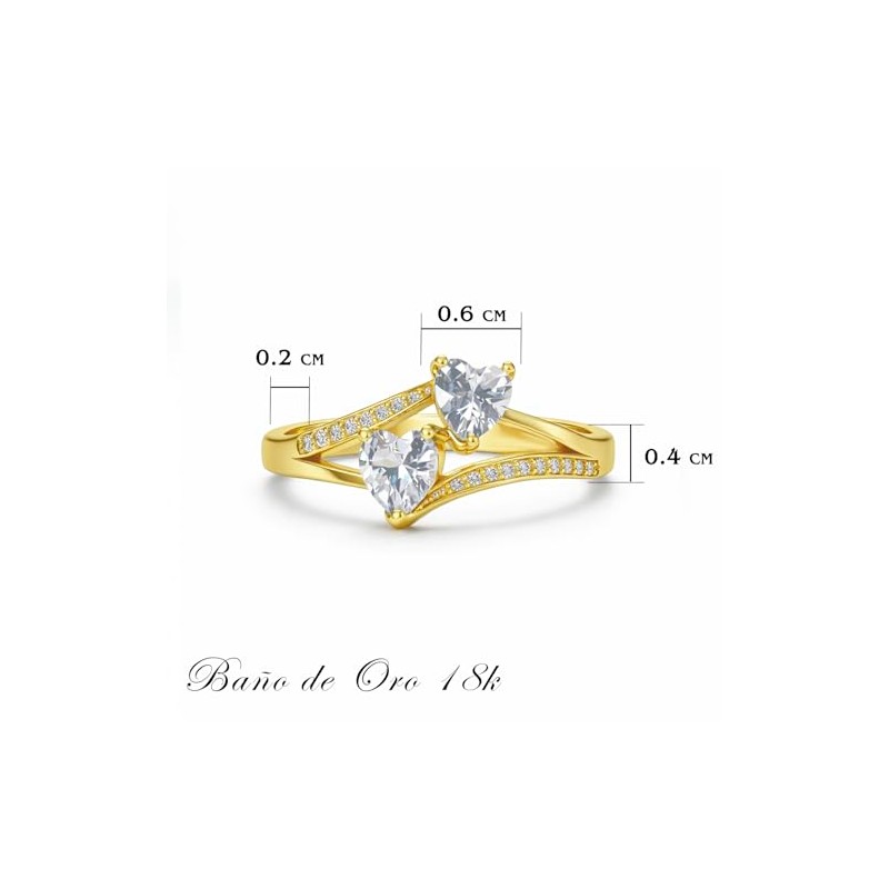 VENUS Anillos Compromiso Promesa Baño Oro 18k Ajustables, Mujer, Pareja,