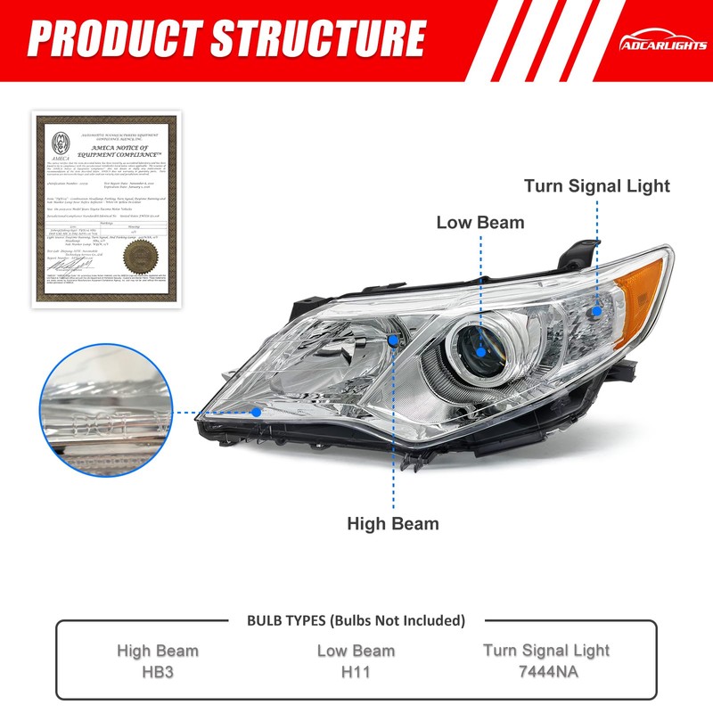 for Toyota 2015-2017 Camry Headlight Assembly 2015 2016 2017 Camry