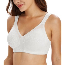 Lemorosy Full Coverage Non Padded Wireless Minimizer Bra Women's Plus Size Bras Comfort and Double Support for Large Bust(White,46E)
