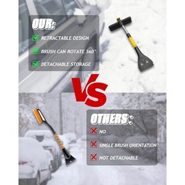 Rantizon 3 in 1 Extendable Ice Scraper 2023 New Version 360° Pivoting 32" Detachable Scratch-Free Snow Removal Tool Sturdy Snow Brush with Ergonomic Foam Grip Snow Scraper for Car SUV