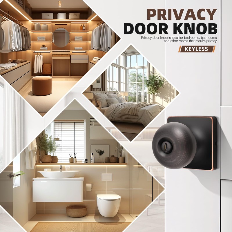 GOBEKOR 10 Pack Interior Privacy Door Knobs Oil Rubbed Bronze