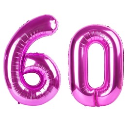 40 Inch Large 60 Balloon Numbers Rose Purple Big Foil Number Balloons Giant Helium Happy Birthday Party Decorations for Man and Women, Huge Mylar Anniversary Party Supplies