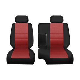 Fioqe Front 60/40 Bench Seat Covers for Toyota Tacoma 1995 1996 1997 1998 1999 2000 - Water-Resistant Polyester Protectors with Headrest & Console Covers, Easy to Clean-Red