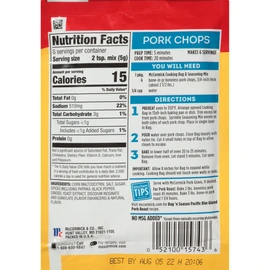 McCormick Bag 'N Season Pork Chops Cooking Bag & Seasoning Mix 1.06 oz (Pack of 6)