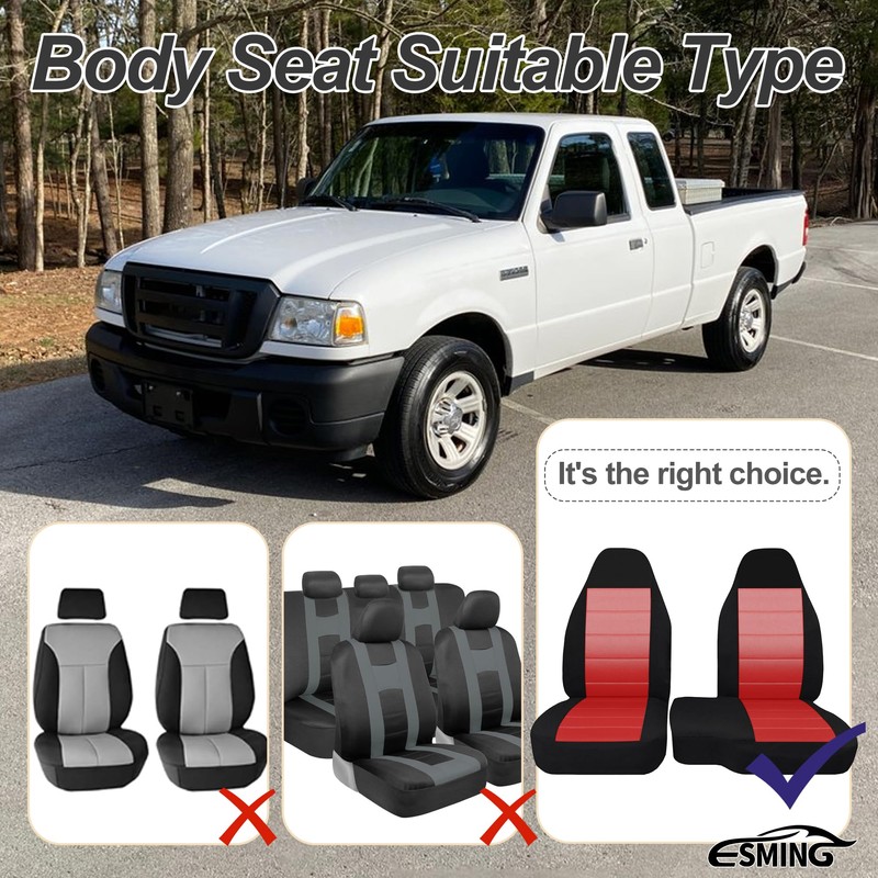 ESMING 2PCS 60/40 High Back Bench Seat Cover for Ford