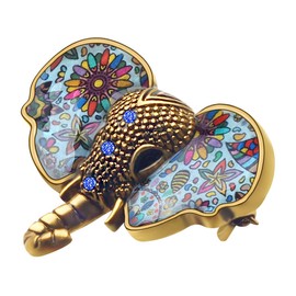 YINYA - Broches de elefante de aleación de zinc esmaltada, diseño de animales de la selva, tronco de diamantes de imitación, regalos divertidos para mujeres, niños, niñas, regalos de fiesta, Mediano,