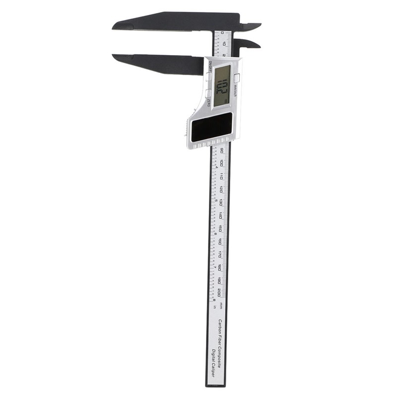 200mm Digital Caliper Solar Power Carbon Fiber Ruler with 75mm