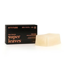 ATTITUDE Bar Soap Body Wash for Men, Made in Canada, For Body and Hands, 99% Natural Origin Ingredients with Avocado Oil, EWG Verified, Patchouli & Bourbon, 113 g