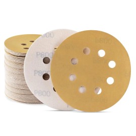 50Pcs 5 Inch Sanding Discs 60-800 Grit Hook Loop 8-Hole Sandpaper Orbitalmaterial: Aluminum Oxide, grit: 150, size: 5 inch