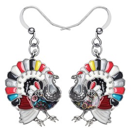 Cute Thanksgiving Turkey Chicken Earrings For Women kid Girl Festival Jewelry Gifts, Iron, No Gemstone