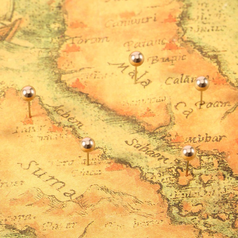 500 Pack Map Push Pins Map Tacks Small Size (Gold,