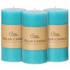 3x6 Inch Blue Pillar Candles Set of 3 - Unscented