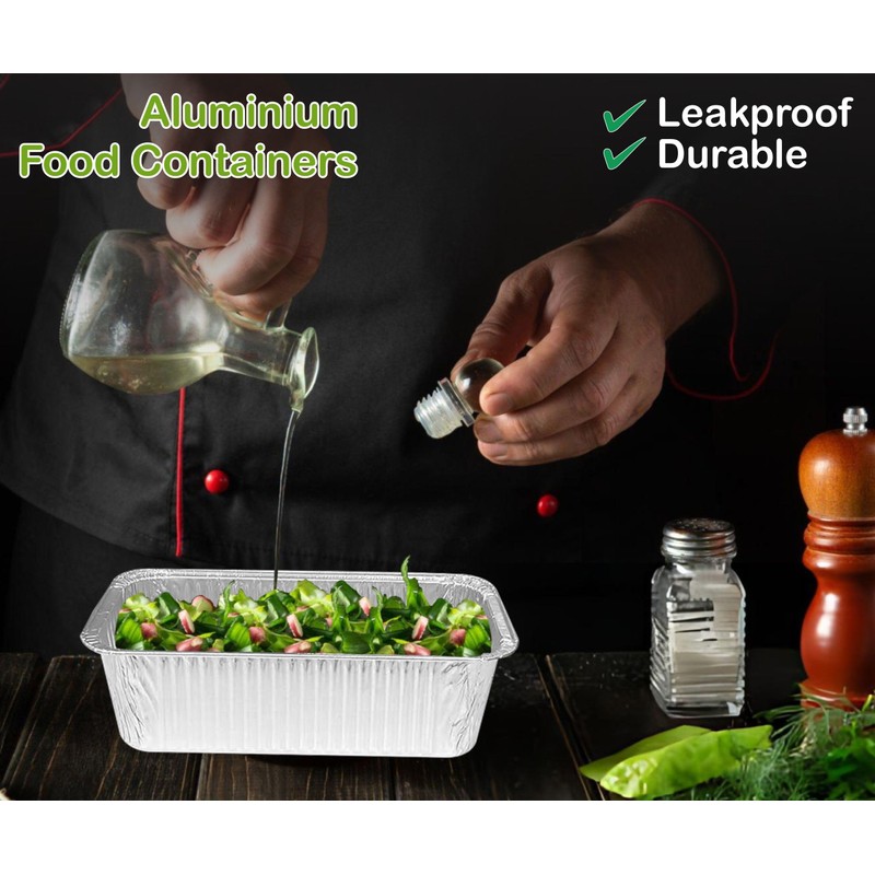 120 Pcs- Aluminum Foil Trays Containers with Paper Lids No.