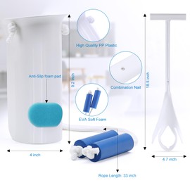 Jellas Sock Aid Kit, Flexible Sock Aid Device with Long Rope - Sock Puller aid Easy on and Off Device for Putting On and Removing Socks or Stockings, Sock Helper for Independence and Comfort (White)