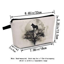 MoCaliduccious Tree wolf Makeup Bag for Women Travel Cosmetic Organizer Bag Teacher Appreciation Gifts Small Zipper Toiletry Bag