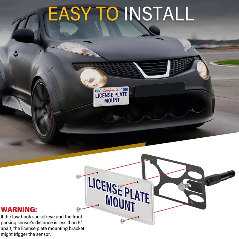 No Drill License Plate Holder Compatible with Nissan Leaf 2011-2017