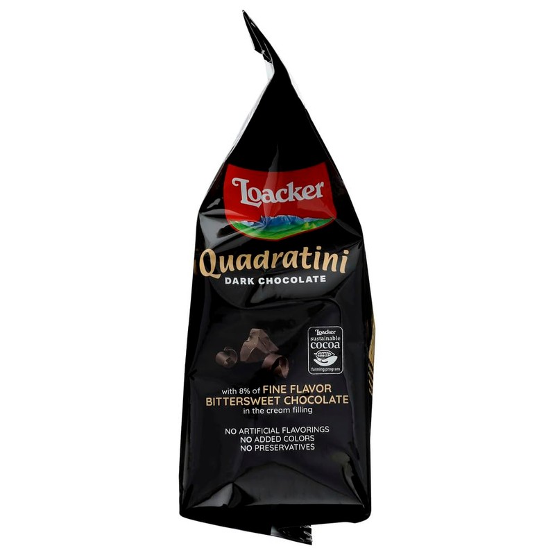 Loacker Quadratini- Dark Chocolate Wafer Cookie, 8.82 oz per bag