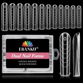 EBANKU 120 PCS Coffin Dual Nail Forms for Poly Gel, Full Cover Nail Gel Nail Molds for Solid Nail Gel Reusable Nail Tips for Nail Art Design Salon & DIY