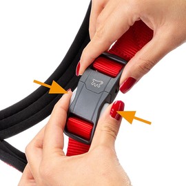 Ferplast DAYTONA CROSSDog Harness, Small Dog Harness in Nylon, Padded, Reflective and Adjustable. With Magnetic Buckle. Red