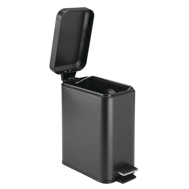 mDesign Small Modern 1.3 Gallon Rectangle Metal Lidded Step Trash
