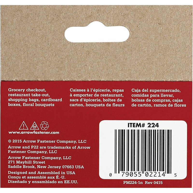 Arrow 224 Heavy Duty P22 Staples for Use with Plier-Type