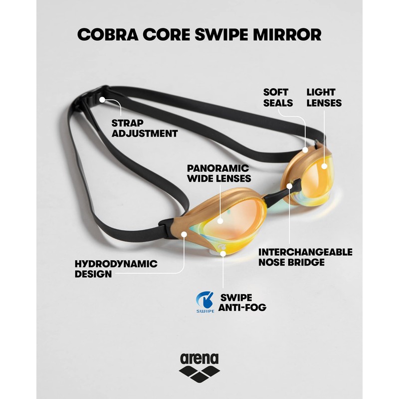 Arena Cobra Core Goggles Yellow Copper-Black One Size