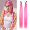 Paquete de 2 extensiones de coleta trenzada rosa con lazo
