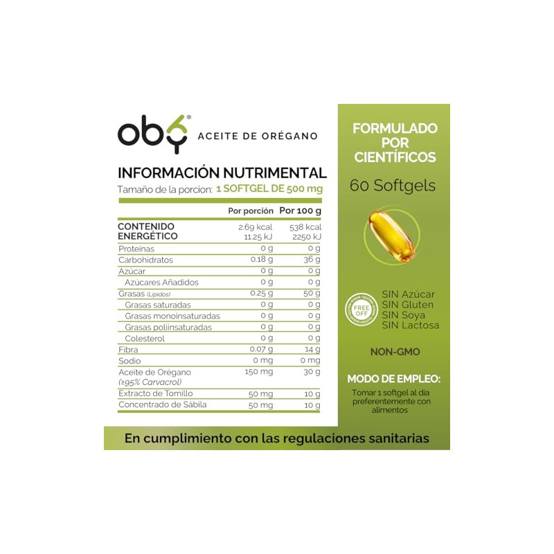 Aceite de Oregano OBY | 95% Carvacrol de Alta Pureza