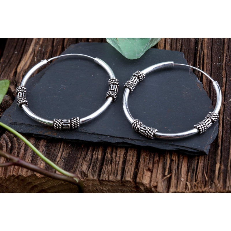 WINDALF Arion Large Creole Earrings Diameter 3.7 cm Silver Hoop