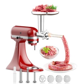 TPGSING Meat Grinder Attachment for Kitchenaid Stand Mixers, Easy to Clean Meat Grinder for KitchenAid, Includes 4 Grinding Plates, 3 Sausage Stuffer Tubes, 2 Grinding Blades