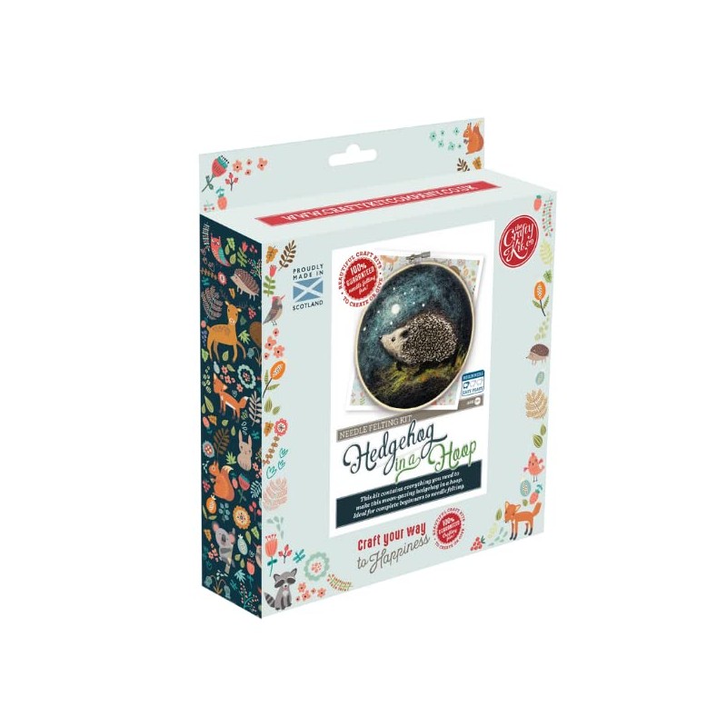 The Crafty Kit Company Hedgehog in a Hoop Needle Felting
