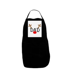 TooLoud Matching Family Christmas Design - Reindeer - Dad Panel Dark Adult Apron - Black - One-Size