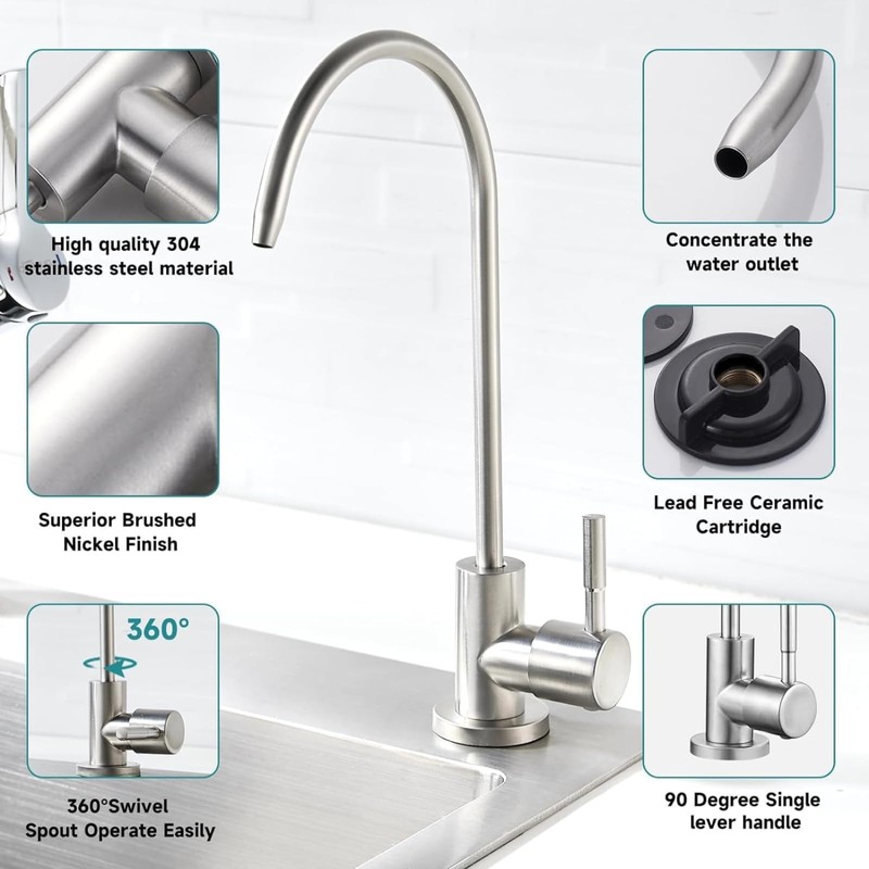 DEWIN Tap, 1/4 Inch Stainless Steel Kitchen Taps, Kitchen Taps,