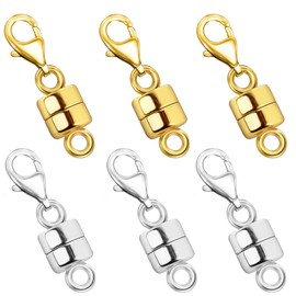 OHINGLT Magnetic Necklace Clasp Extra Strong, Gold and Silver Plated Magnet Jewelry Clasps Converters, Bracelet Extender for Women Seniors