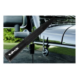 VMS RACING Black Aluminum with Black Real Carbon Fiber Retractable 4.5" to 8" Inch Antenna Compatible with Jeep Wrangler JK Sahara Sport Rubicon Unlimited 07-20