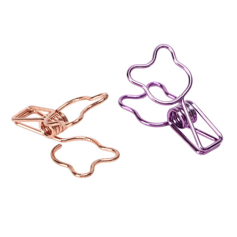 100Pcs Bear Binder Clamps Cute Shape Strong Clamping Sturdy Metal